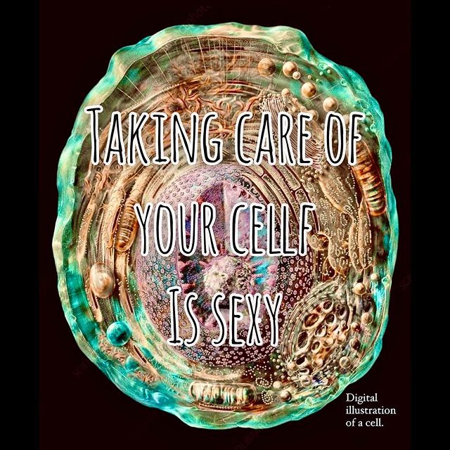 An illustrated cell with the words “Taking care of your cell is sexy”